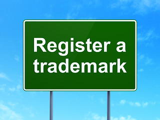 Image showing Law concept: Register A Trademark on road sign background