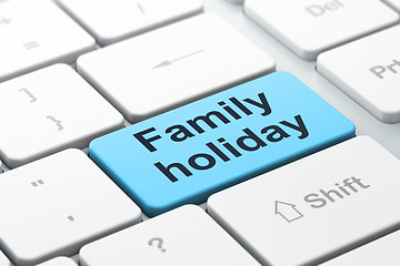 Image showing Tourism concept: Family Holiday on computer keyboard background