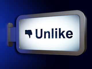 Image showing Social media concept: Unlike and Thumb Down on billboard background