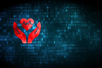 Image showing Insurance concept: Heart And Palm on digital background