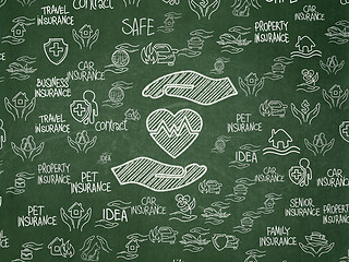 Image showing Insurance concept: Heart And Palm on School board background