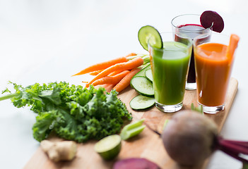 Image showing glasses with different vegetable fresh juices