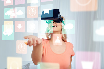 Image showing woman in virtual reality headset or 3d glasses