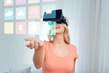 Image showing woman in virtual reality headset or 3d glasses