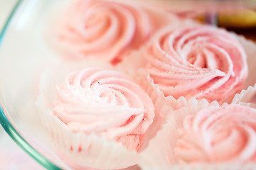 Image showing close up of sweet custard dessert on serving tray