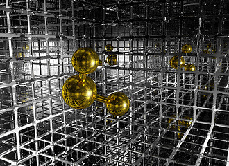 Image showing molecule in futuristic space - 3d rendering