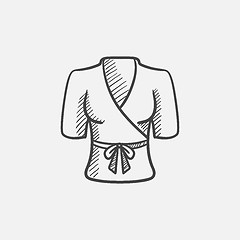 Image showing Short female bathrobe sketch icon.