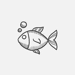 Image showing Small fish sketch icon.