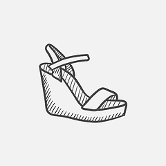 Image showing Women platform sandal sketch icon.
