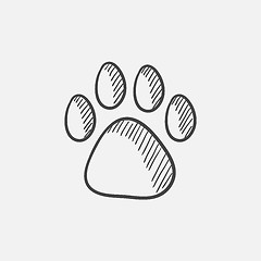 Image showing Paw print sketch icon.