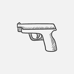 Image showing Handgun sketch icon.