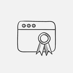 Image showing Browser window with winners rosette sketch icon.