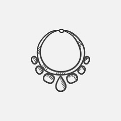 Image showing Necklace with gems  sketch icon.