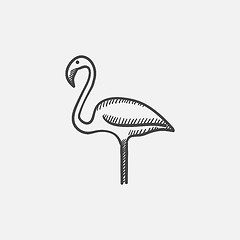 Image showing Flamingo sketch icon.