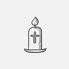 Image showing Easter candle sketch icon.