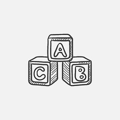 Image showing Alphabet cubes sketch icon.