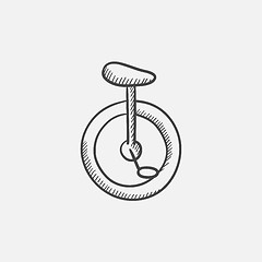 Image showing One wheel bicycle sketch icon.