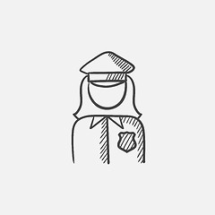 Image showing Policewoman sketch icon.