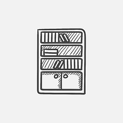 Image showing Bookcase sketch icon.