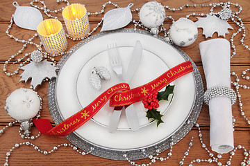 Image showing Christmas Dinner Table Setting