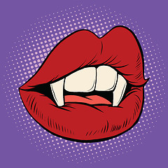 Image showing Sexy Halloween vampire mouth female