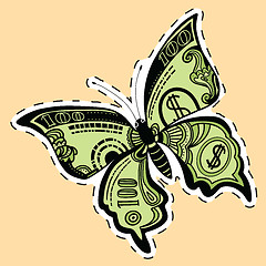 Image showing Butterfly dollar bill label sticker