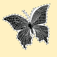 Image showing Dark butterfly web label sticker