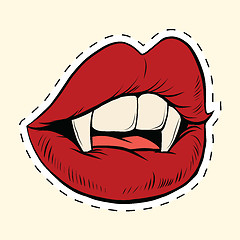 Image showing Sexy Halloween vampire mouth female label sticker