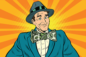 Image showing Male businessman in a bow tie dollar money