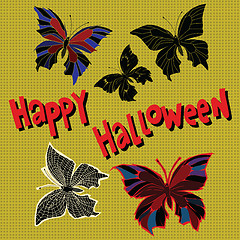 Image showing Happy Halloween set night butterflies dead