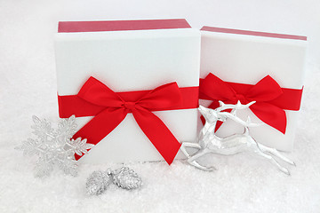 Image showing Christmas Gift Boxes and Decorations