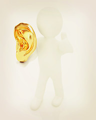 Image showing 3d man with ear gold 3d rende. 3D illustration. Vintage style.