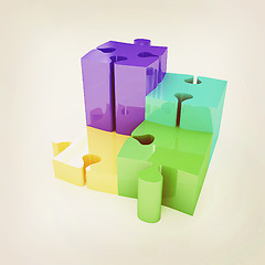 Image showing Puzzle. The concept of growth . 3D illustration. Vintage style.