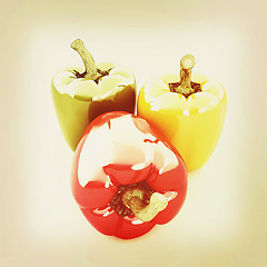 Image showing sweet pepper on white background . 3D illustration. Vintage styl