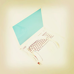 Image showing Headphone and Laptop . 3D illustration. Vintage style.