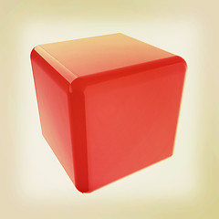 Image showing Icon, glossy red cube, abstract symbol. 3D illustration. Vintage