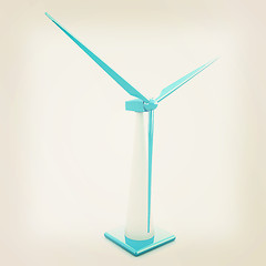 Image showing Wind turbine isolated on white . 3D illustration. Vintage style.