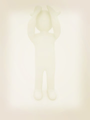 Image showing 3d personage with hands on face on white background. Series: hum