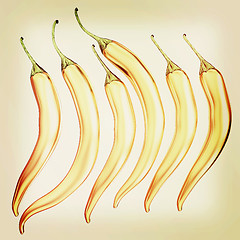 Image showing Hot chilli pepper icons set isolated on white background. Unique