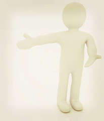 Image showing 3d people - man, person presenting - pointing. . 3D illustration