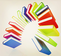 Image showing Colorful books like the rainbow . 3D illustration. Vintage style