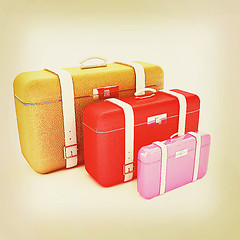 Image showing Traveler\'s suitcases. . 3D illustration. Vintage style.