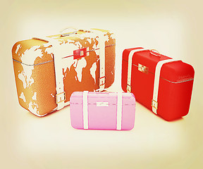 Image showing suitcases for travel . 3D illustration. Vintage style.