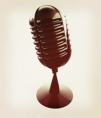 Image showing 3d rendering of a microphone. 3D illustration. Vintage style.