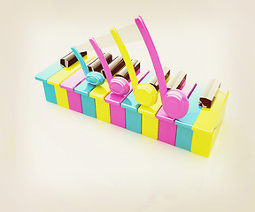 Image showing Colorfull piano keys. 3D illustration. Vintage style.