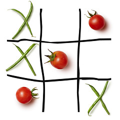 Image showing Food game Tic-tac-toe.