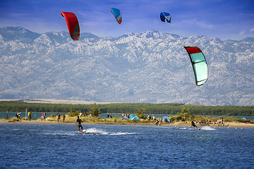 Image showing Kiteboarding Kitesurfing Extreme Sport in Nin roatia