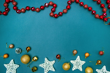 Image showing The Christmas decorations on blue background