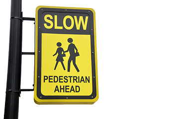 Image showing Yellow design sign for pedestrian ahead