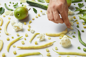 Image showing pear, cauliflower and beans on white background